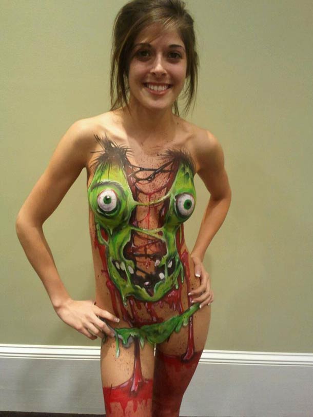 zombie body painting girl